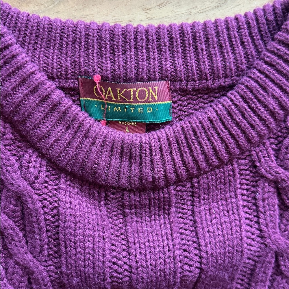 Vtg Oakton cable fisherman knit sweater - Picture 2 of 4